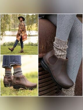 Brown Dansko FRANKIE Pro Clog Boot Chelsea Bootie Elastic Side Ankle Boho 37